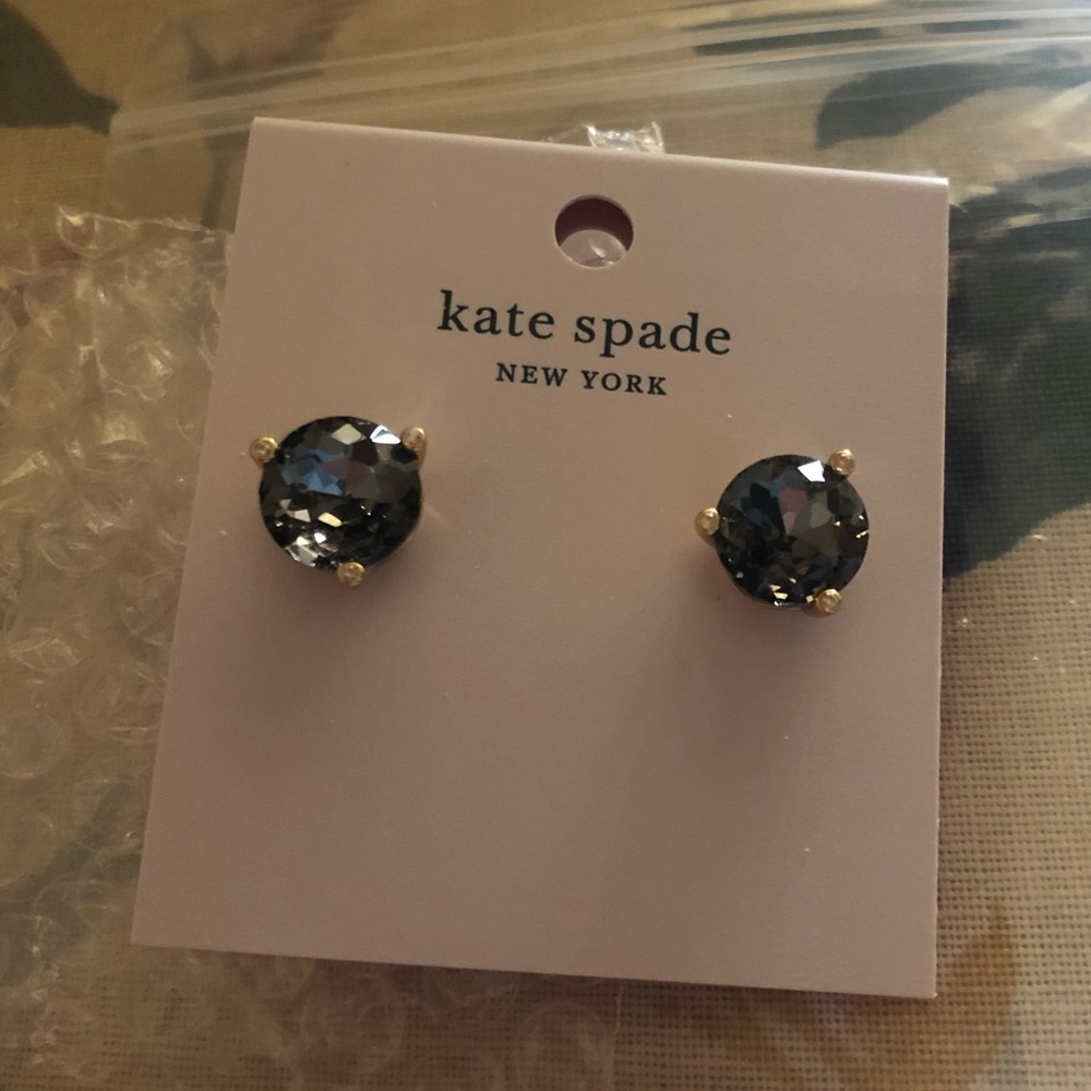 NWT Kate Spade Black Clear Stud Earrings.
